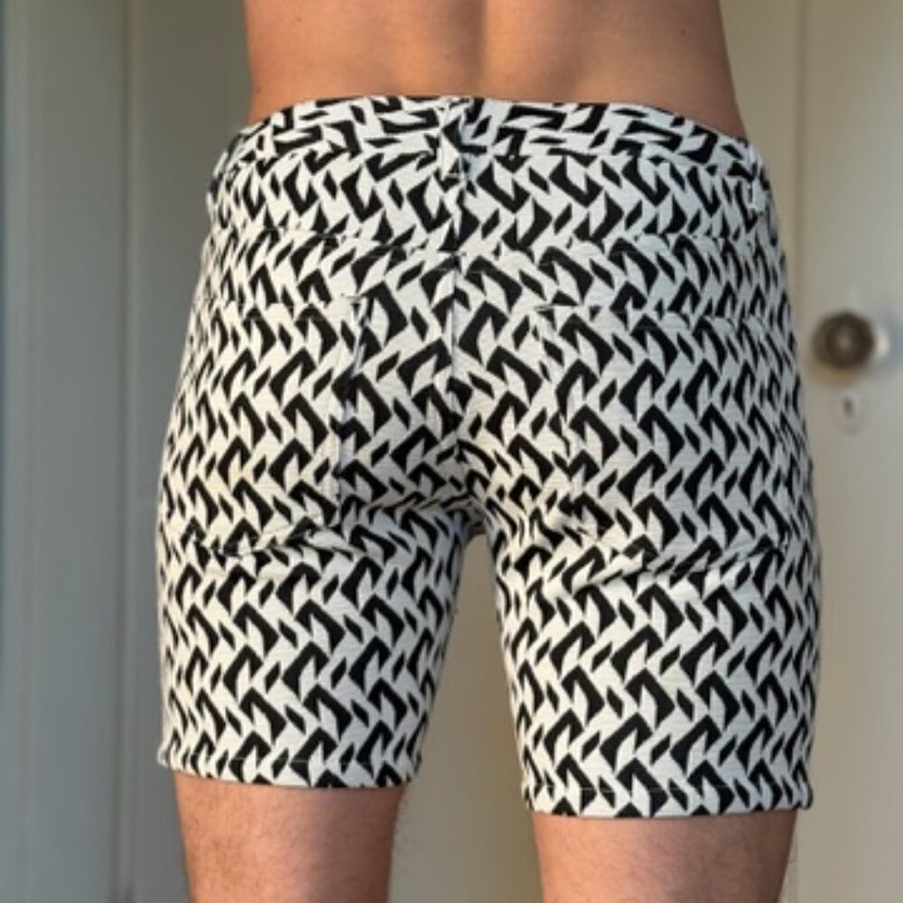 ST33LE Shorts Men's Size 26 Geometric Stretch 5-Pocket Black & White - Picture 3 of 4